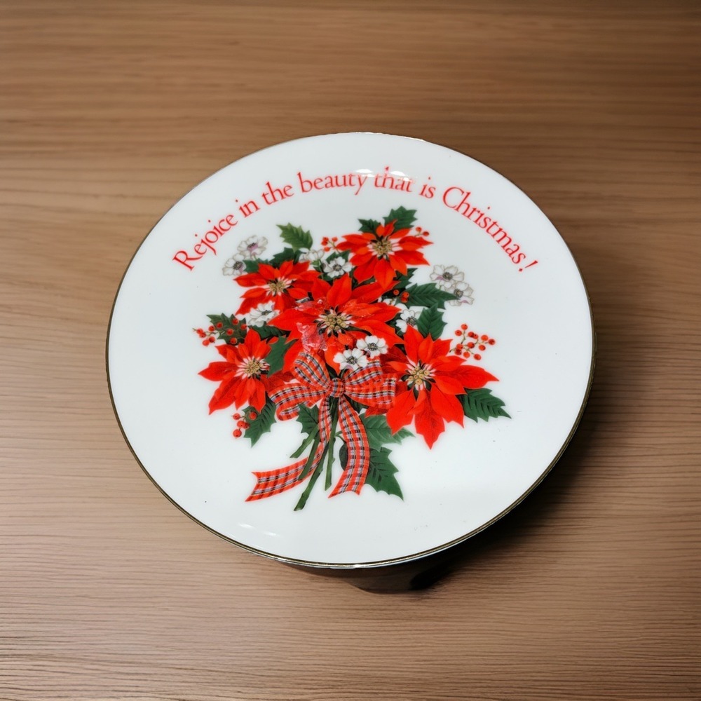 Lasting Memories Collector 6" Plate Rejoice Beauty Christmas Poinsettia Bow